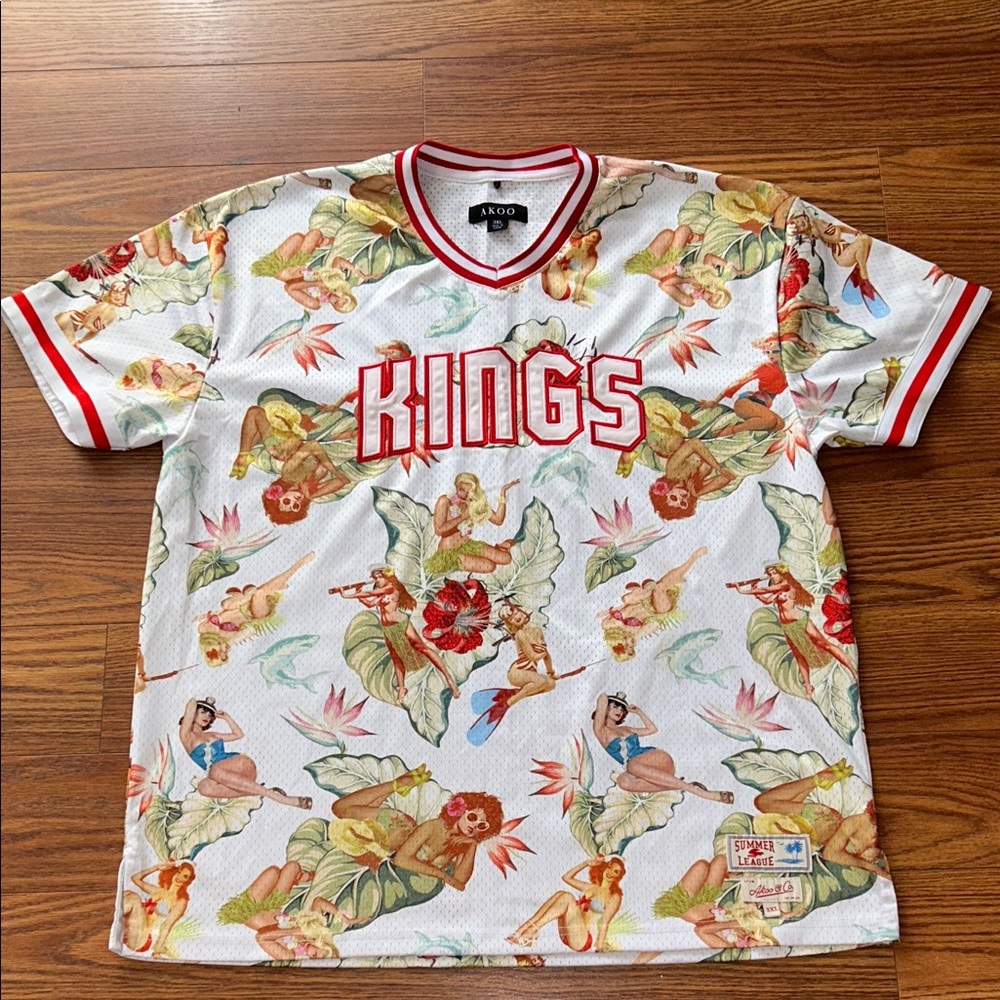 Akoo & Co Jersey Kings Summer League Women's Pinup Bold All Over Print SZ‎ 3XL